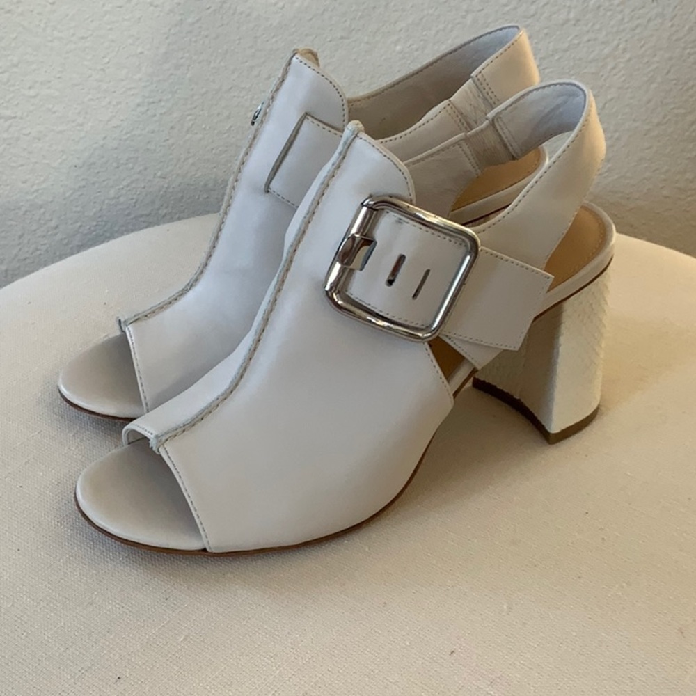 Donald Pliner Anette Snake-Embossed Slingback Block-Heel Sandals 6.5  NIB